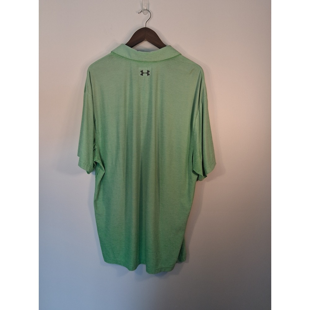 Athletic Under Armour HeatGear Polo Mens 2XL Green Heathered Loose Short Sleeve - Picture 3 of 4